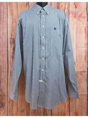 Cinch Mens Blue & White Striped Button-Up Shirt 3XL Long Sleeve
